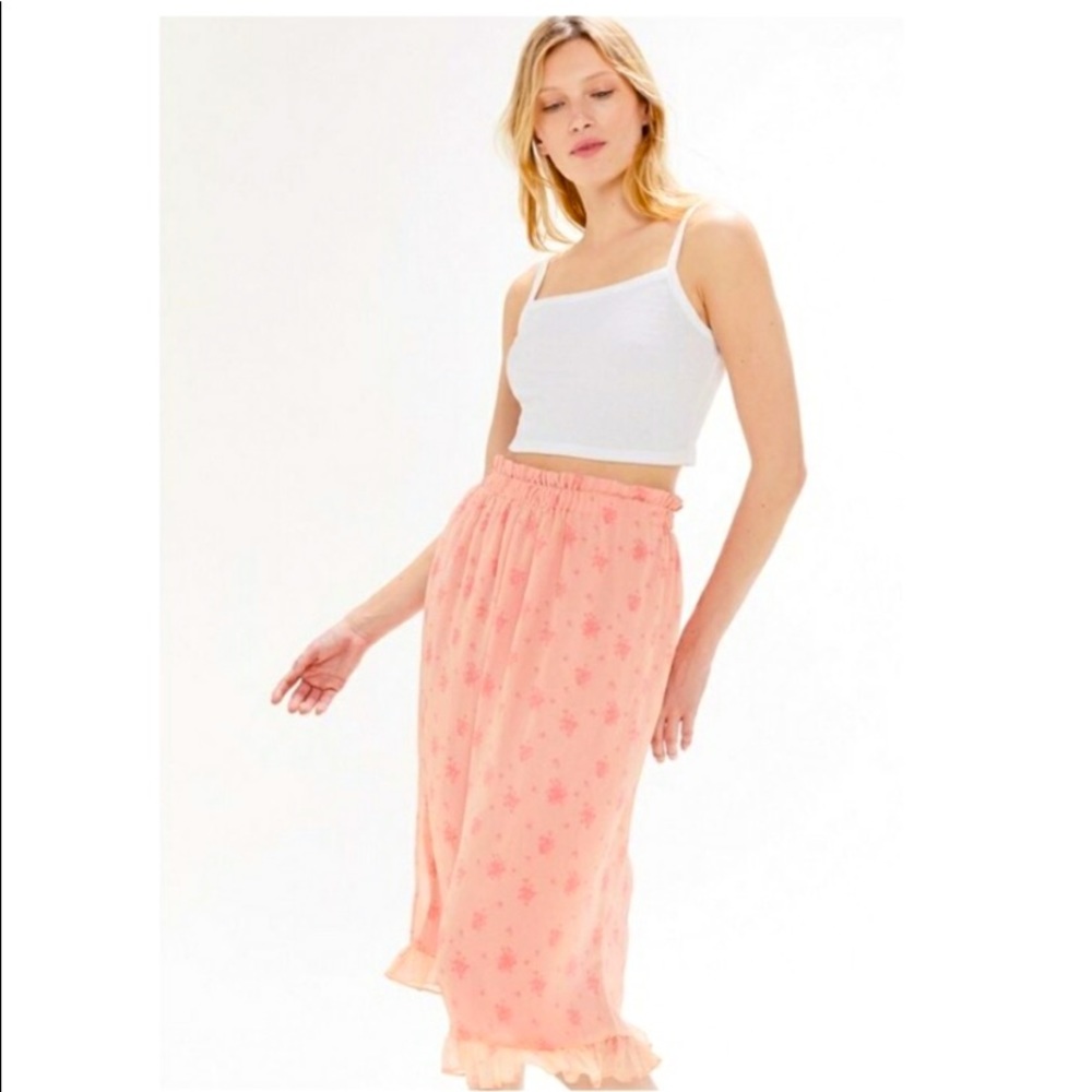 Urban Outfitters Floral Ruffle Midi Skirt